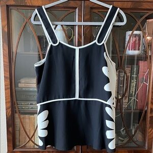 Victoria Beckham Peplum Black White Daisy Strapped Top Polyester Darling Size M